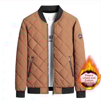 Jachetă de iarnă nouă, cu căptușeală din bumbac, pentru bărbați, cu guler înalt, căptușită cu fleece, îngroșată, la modă, cu guler de baseball, jachetă cu căptușeală din bumbac, haină caldă la modă