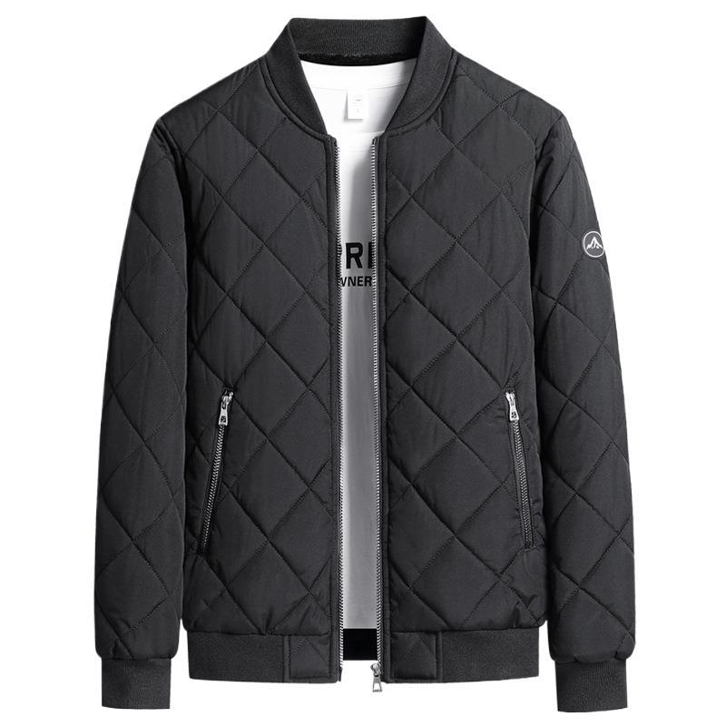 Jachetă de iarnă nouă, cu căptușeală din bumbac, pentru bărbați, cu guler înalt, căptușită cu fleece, îngroșată, la modă, cu guler de baseball, jachetă cu căptușeală din bumbac, haină caldă la modă