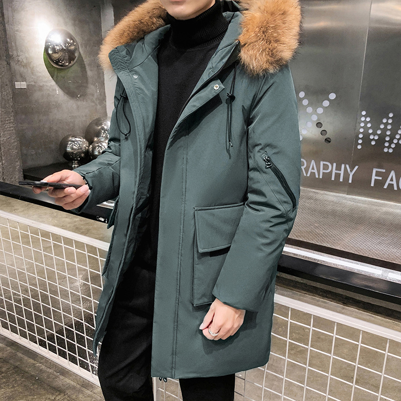 Jachetă personalizată de lungime medie din bumbac pentru bărbați, jachetă de iarnă cu glugă, lejeră și călduroasă, jachetă din bumbac îngroșat, jachetă la modă pentru bărbați