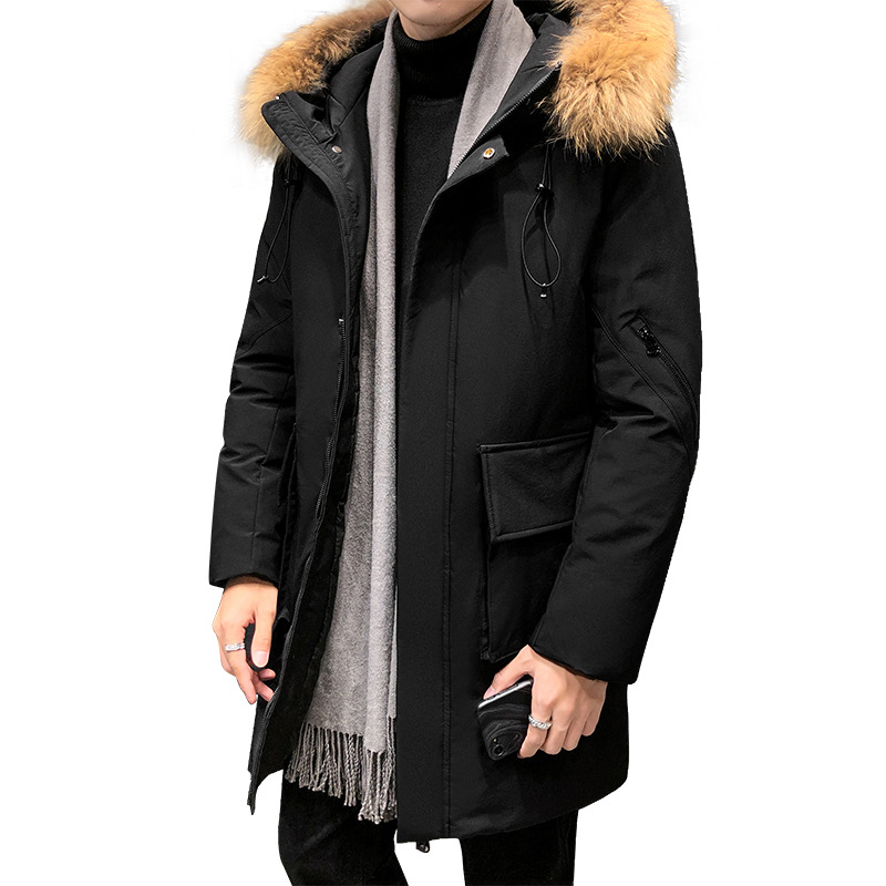 Jachetă personalizată de lungime medie din bumbac pentru bărbați, jachetă de iarnă cu glugă, lejeră și călduroasă, jachetă din bumbac îngroșat, jachetă la modă pentru bărbați