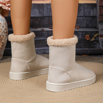 Wish Export Δημοφιλείς χειμερινές μπότες μεγάλου μεγέθους για γυναίκες μέχρι τη μέση της γάμπας, ευρωπαϊκά και αμερικανικά παπούτσια δύο τεμαχίων από μαλλί αρνιού, ζεστές μπότες χιονιού για γυναίκες
