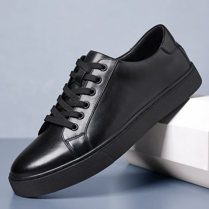 Pantofi sport din piele naturală pentru bărbați, pantofi sport cu talpă groasă, stil britanic, din piele naturală, albi