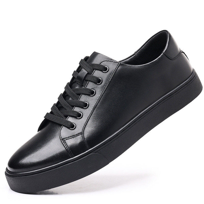 Pantofi sport din piele naturală pentru bărbați, pantofi sport cu talpă groasă, stil britanic, din piele naturală, albi