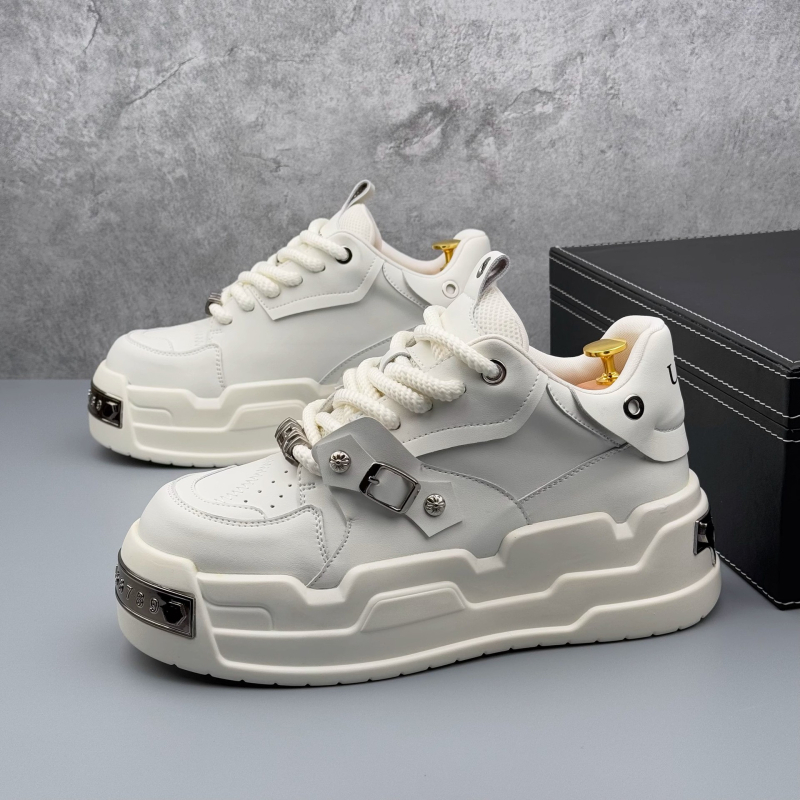 Pantofi bărbătești europeni transfrontalieri, pantofi albi, adidași la modă cu talpă groasă, pantofi de pâine care cresc în înălțime, pantofi casual la modă, comerț exterior en-gros