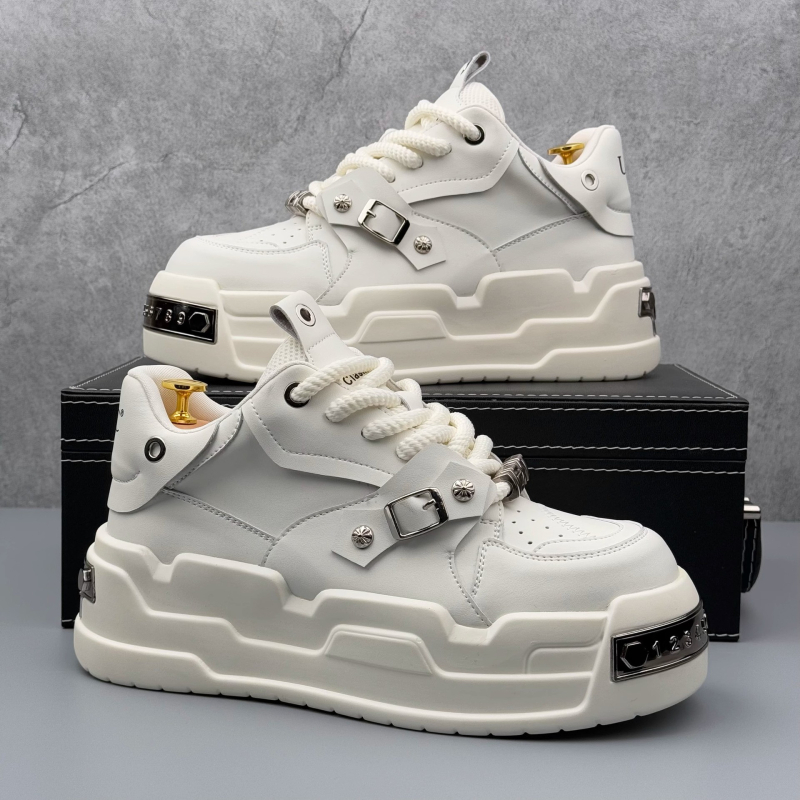 Pantofi bărbătești europeni transfrontalieri, pantofi albi, adidași la modă cu talpă groasă, pantofi de pâine care cresc în înălțime, pantofi casual la modă, comerț exterior en-gros