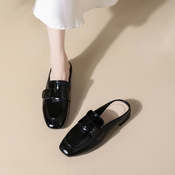 Chanel natikače sa zatvorenim prstima za žene, francuski večernji stil, nježne Mary Jane natikače s četvrtastom petom, sandale, plus veličine