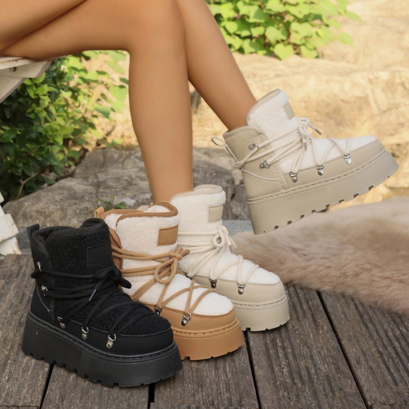 Čizme za snijeg za žene iz prekograničnog izvoza za zimu 2025., novi stil, integrirane krznene, podstavljene flisom, zadebljane, tople, protuklizne pamučne čizme iz sjeveroistočnog stila