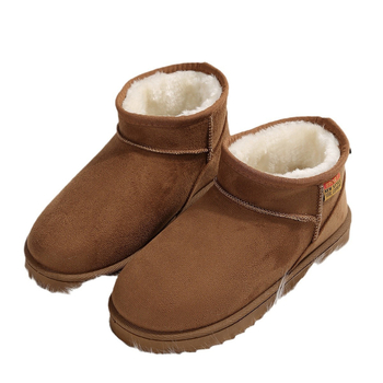 Γυναικείες μπότες χιονιού 2024 νέα χειμερινή κορεατική έκδοση από χοντρές, ανθεκτικές στο κρύο κοντές μπότες με επένδυση από φλις, μοντέρνα ζεστά βαμβακερά παπούτσια Tide