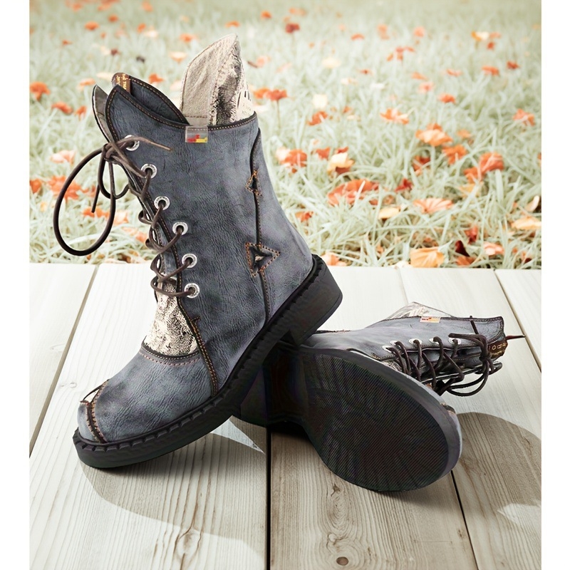 Tma Eyes Trendy Retro Style Ženske Martin Čizme Debeli Potplat Podižuće Modne Najlakše Za Usklađivanje Čizme Do Sredine Teleta