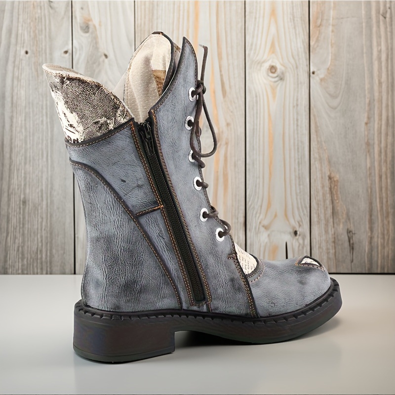 Tma Eyes Trendy Retro Style Ženske Martin Čizme Debeli Potplat Podižuće Modne Najlakše Za Usklađivanje Čizme Do Sredine Teleta