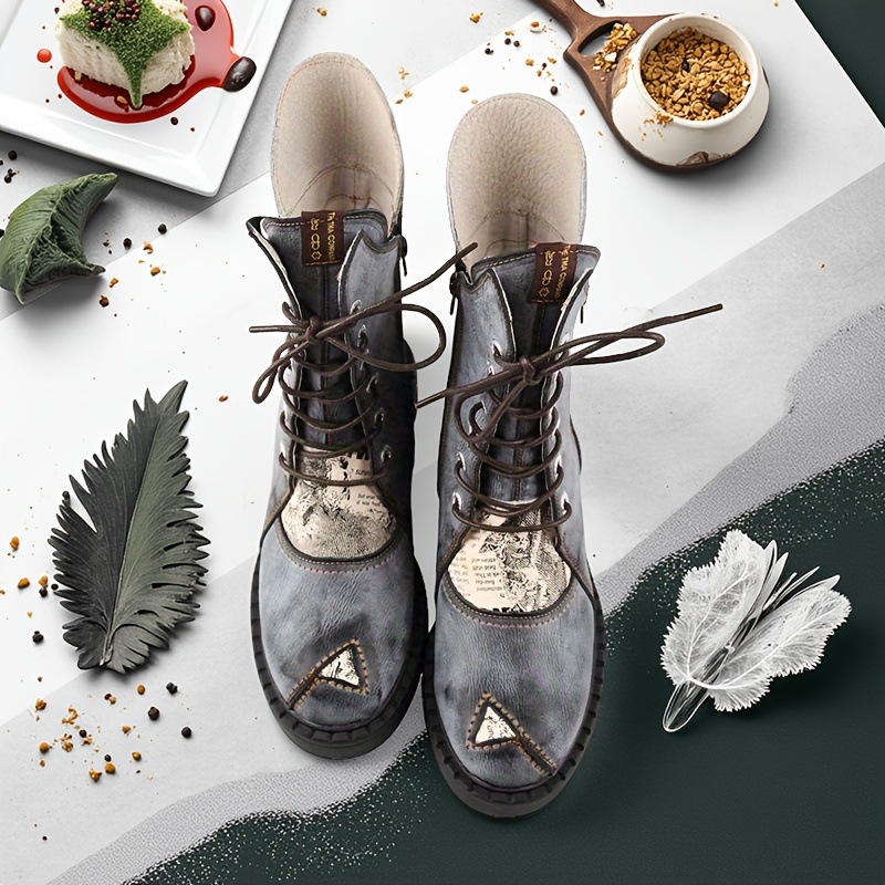 Tma Eyes Trendy Retro Style Ženske Martin Čizme Debeli Potplat Podižuće Modne Najlakše Za Usklađivanje Čizme Do Sredine Teleta