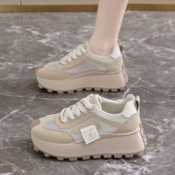 Pantofi de damă 2025 vara nouă plasă cu talpă groasă, pantofi sport casual cu creștere în înălțime, pantofi la modă pentru tata