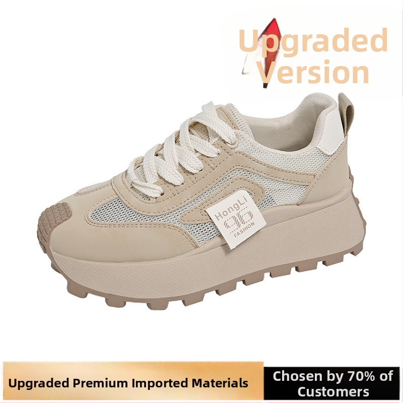 Pantofi de damă 2025 vara nouă plasă cu talpă groasă, pantofi sport casual cu creștere în înălțime, pantofi la modă pentru tata