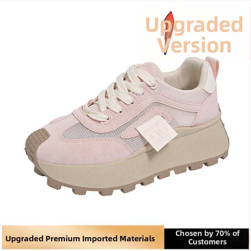 Pantofi de damă 2025 vara nouă plasă cu talpă groasă, pantofi sport casual cu creștere în înălțime, pantofi la modă pentru tata