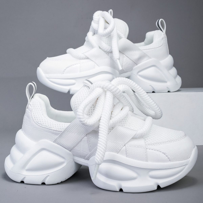 2025 Pantofi casual din plasă noi, la modă și versatili, pantofi sport casual cu talpă groasă și respirabilă, pantofi pentru femei care cresc în înălțime pentru tătici