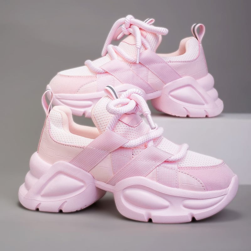 2025 Pantofi casual din plasă noi, la modă și versatili, pantofi sport casual cu talpă groasă și respirabilă, pantofi pentru femei care cresc în înălțime pentru tătici