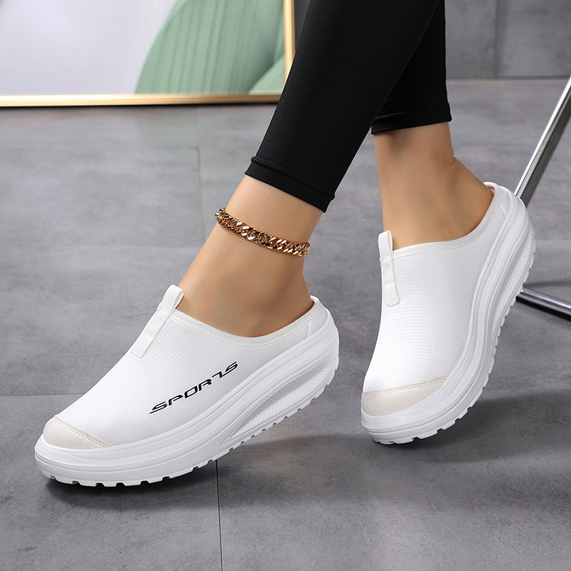 Pantofi sport cu talpă groasă, stil nou, fără slip-on, leneși, cu plasă, pentru femei, pantofi sport, casual, cu talpă groasă, respirabili, pentru primăvară și vară