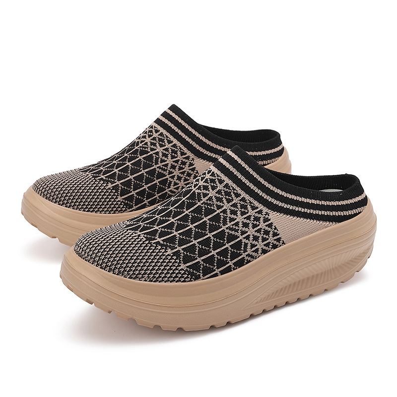 Pantofi sport cu talpă groasă, stil nou, fără slip-on, leneși, cu plasă, pentru femei, pantofi sport, casual, cu talpă groasă, respirabili, pentru primăvară și vară