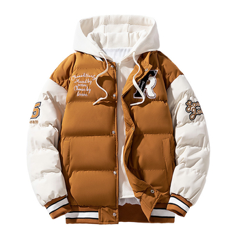 Ψεύτικο δύο τεμαχίων ανδρικό παλτό με επένδυση από βαμβάκι, χειμωνιάτικο, ζεστό, κορεάτικο στυλ, μοντέρνο παλτό Harajuku Hong Kong σε εθνικό στυλ, με επένδυση από βαμβάκι.