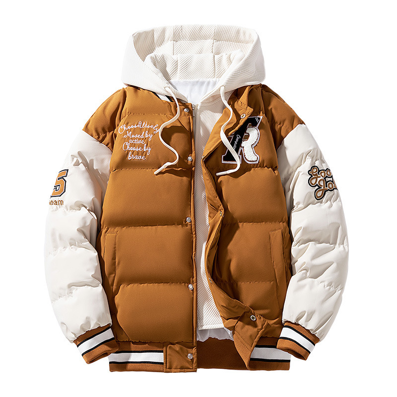 Palton fals din două piese, cu bumbac, pentru bărbați, de iarnă, îngroșat, cald, în stil coreean, la modă, Harajuku, în stil Hong Kong, brand național de modă, cu bumbac, palton