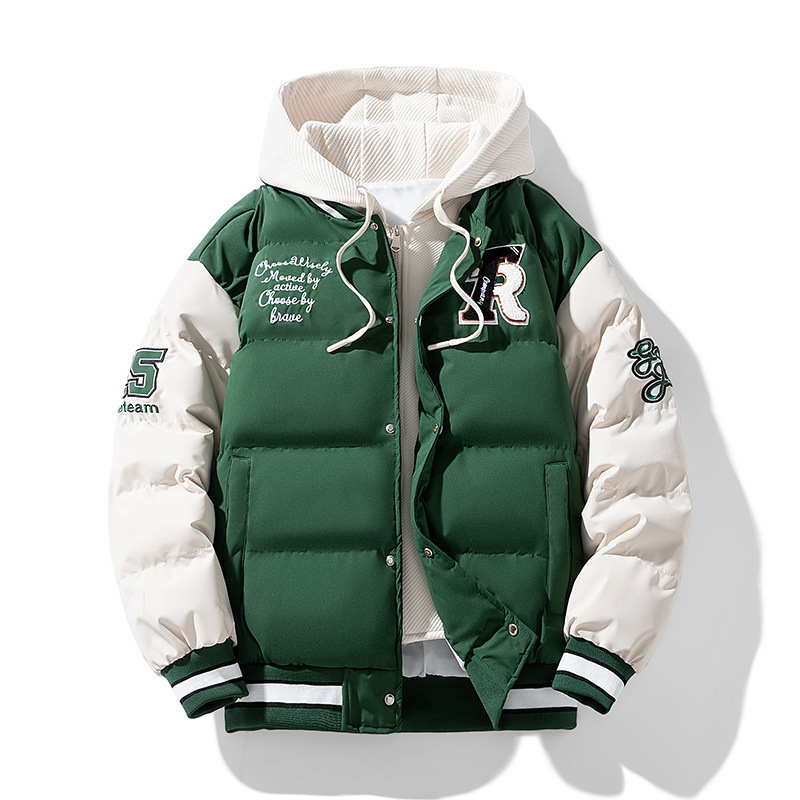 Palton fals din două piese, cu bumbac, pentru bărbați, de iarnă, îngroșat, cald, în stil coreean, la modă, Harajuku, în stil Hong Kong, brand național de modă, cu bumbac, palton