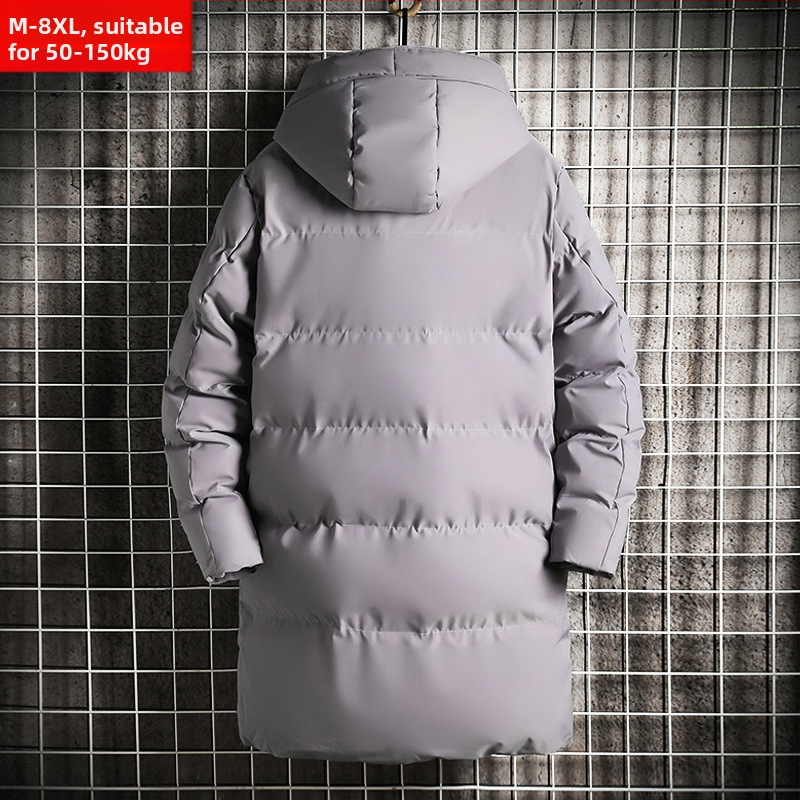 Zimný módny pánsky kabát strednej dĺžky s kapucňou a bavlnenou prešívanou kabát pre tučné ženy, plus size, plus size zahustený teplý, chladuvzdorný kabát s bavlnenou prešívanou kabát pre mužov