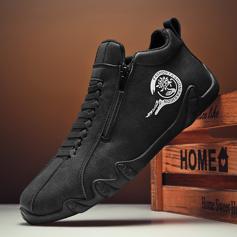 Pantofi sport din piele naturală, cu cinci degete, pentru bărbați, de iarnă, cu fermoar lateral, stil coreean, pentru bărbați, la modă