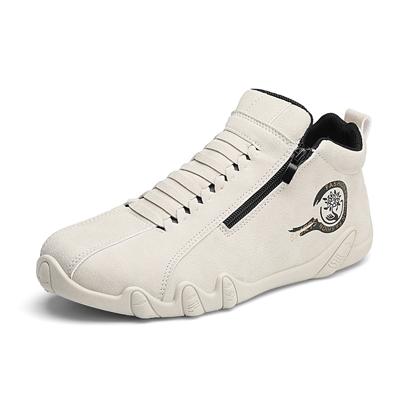 Pantofi sport din piele naturală, cu cinci degete, pentru bărbați, de iarnă, cu fermoar lateral, stil coreean, pentru bărbați, la modă