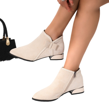 Чуждестранна търговия, къси ботуши с големи размери, есенни и зимни нови дамски ботуши с остър квадратен ток и страничен цип, къси ботуши Челси на едро