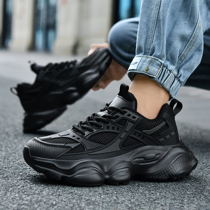 Pantofi sport antiderapanți pentru bărbați, rezistenți la uzură, toamnă, cu talpă groasă, care cresc înălțimea, pantofi casual all-match, pantofi de călătorie negri, pantofi de tată