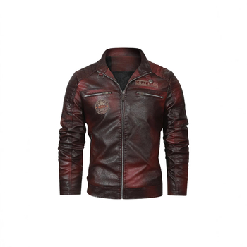 Ανδρικό Δερμάτινο Μπουφάν Διασυνοριακής Χρήσης Νέο Ρετρό Ανδρικό Δερμάτινο Μπουφάν PU Ρούχα Μοτοσικλέτας για Ευρωπαϊκές και Αμερικανικές Επιλογές Δερμάτινο Μπουφάν με Επένδυση Fleece Ανδρικό Μπουφάν