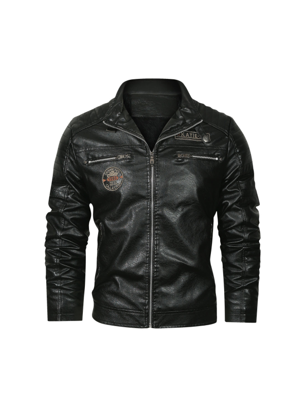 Ανδρικό Δερμάτινο Μπουφάν Διασυνοριακής Χρήσης Νέο Ρετρό Ανδρικό Δερμάτινο Μπουφάν PU Ρούχα Μοτοσικλέτας για Ευρωπαϊκές και Αμερικανικές Επιλογές Δερμάτινο Μπουφάν με Επένδυση Fleece Ανδρικό Μπουφάν