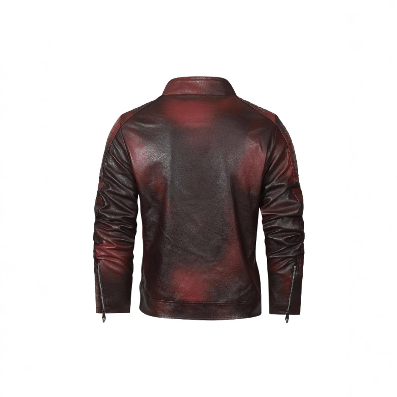 Мъжко кожено яке CrossBorder Ново ретро мъжко яке от изкуствена кожа Европейско и американско мотоциклетно облекло Кожено яке с подплата от полар Мъжко яке