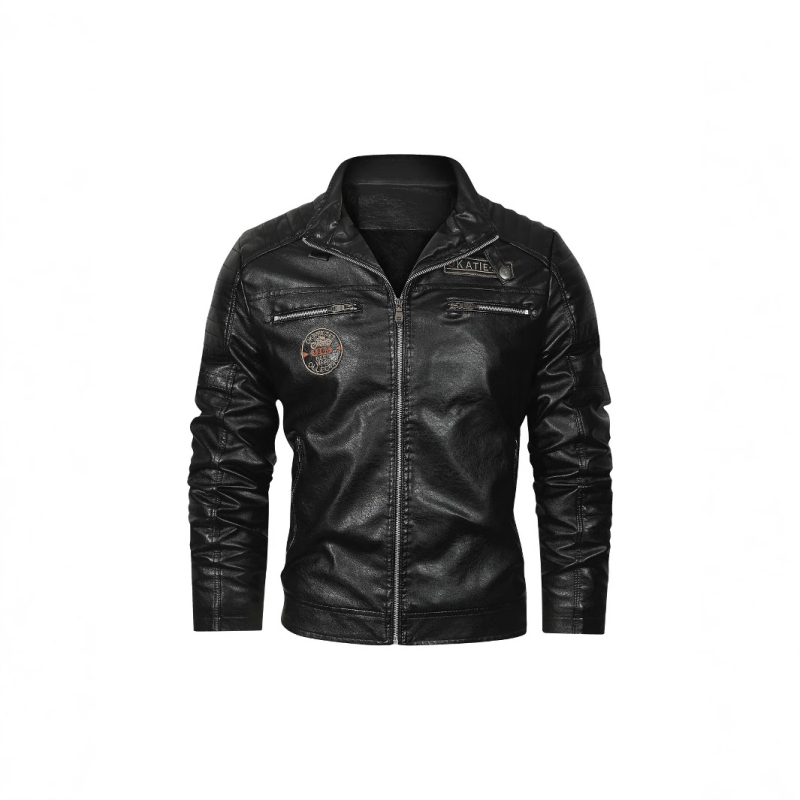 Мъжко кожено яке CrossBorder Ново ретро мъжко яке от изкуствена кожа Европейско и американско мотоциклетно облекло Кожено яке с подплата от полар Мъжко яке
