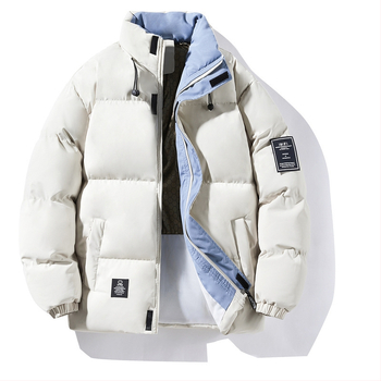 Νέο ανδρικό μπουφάν φθινοπώρου και χειμώνα 2024 με βαμβακερή επένδυση, casual, ανδρικό μπουφάν με επένδυση από βαμβάκι, με στάμπα ρούχων, γιακάς, παλτό, μόδα