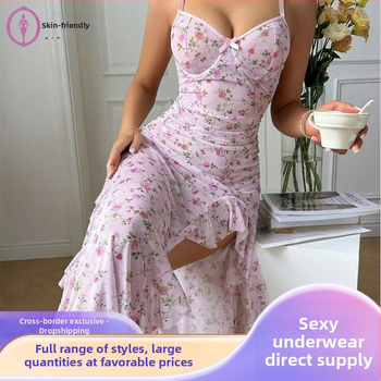 Tarpvalstybinė užsienio prekyba, Europos ir Amerikos naujo stiliaus petnešos, gėlių rašto tinklelio suknelė, grynas geismas, seksualios pižamos, naktinukai, namų drabužiai