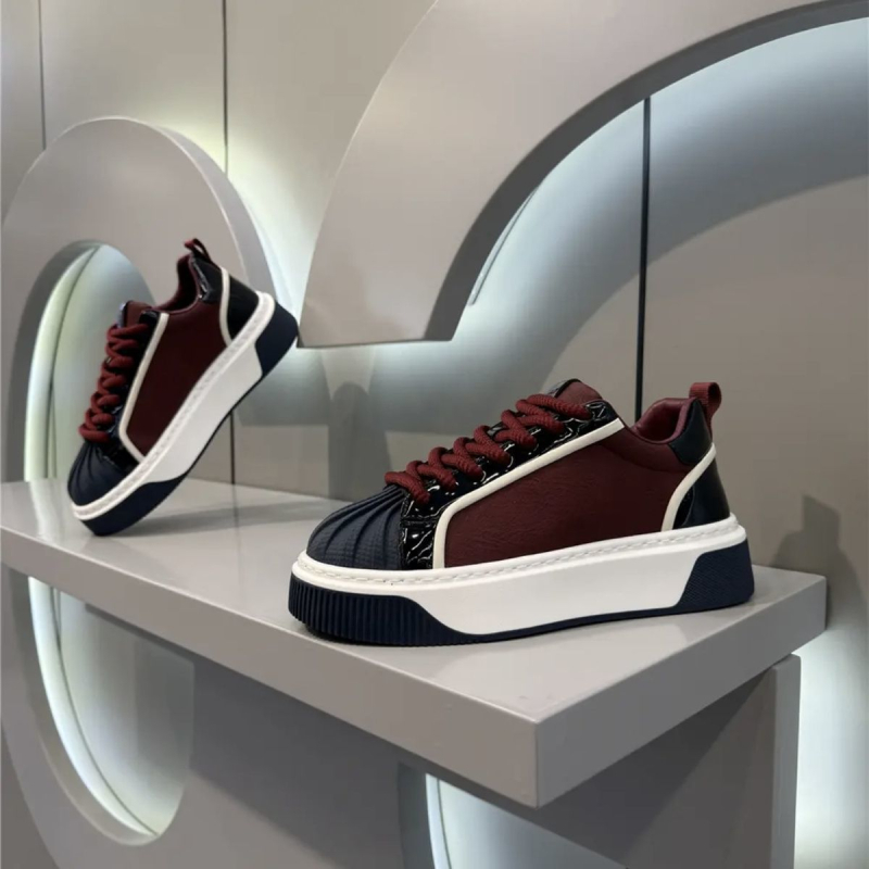 Мъжки обувки Kuaishou от същия стил, пролет/лято 2025, с мека подметка и връзки, кожени обувки с панели, модерни, универсални, ежедневни мъжки обувки с мека подметка