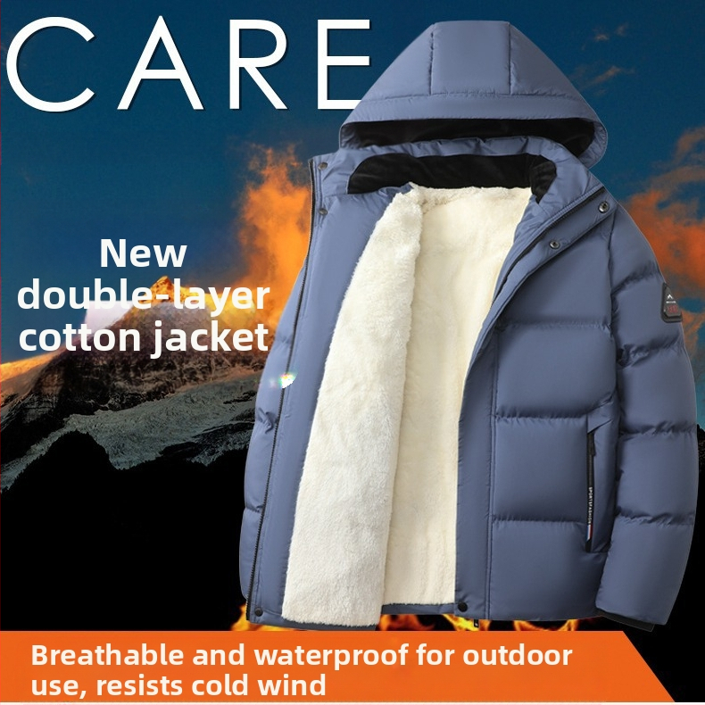 Зимно памучно палто с подплата от полар, есенно-зимно мъжко пухено яке с памучна подплата за хора на средна и по-възрастна възраст, топло памучно яке