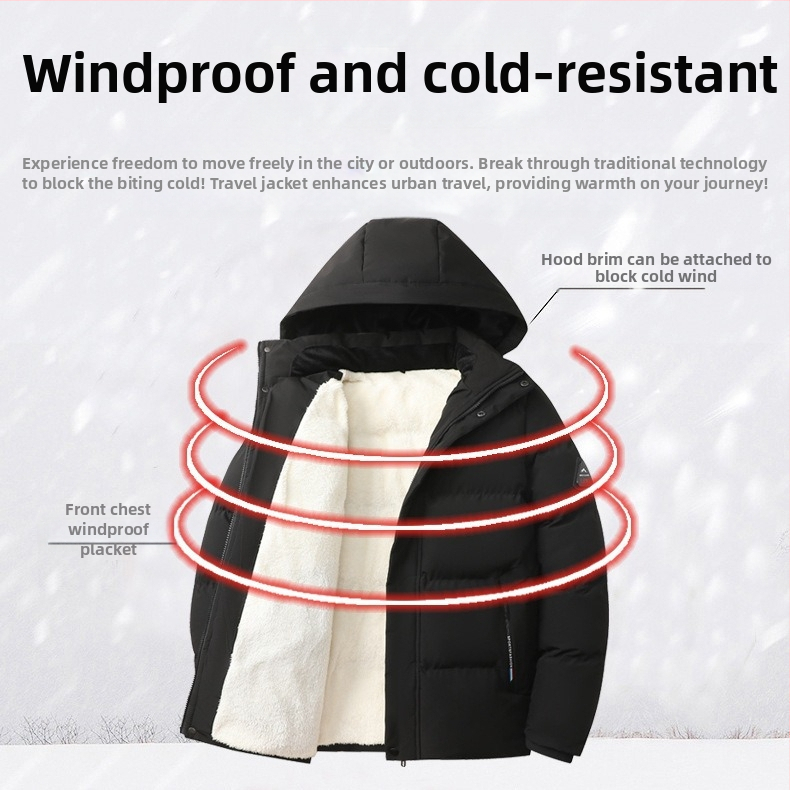 Зимно памучно палто с подплата от полар, есенно-зимно мъжко пухено яке с памучна подплата за хора на средна и по-възрастна възраст, топло памучно яке