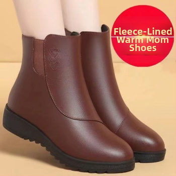 Majčine cipele, kratke čizme od mekane kože, pamučne cipele s mekim dnom, kožne cipele s flis podstavom za srednje i starije osobe, nove zimske čizme, ravne ženske čizme većih veličina