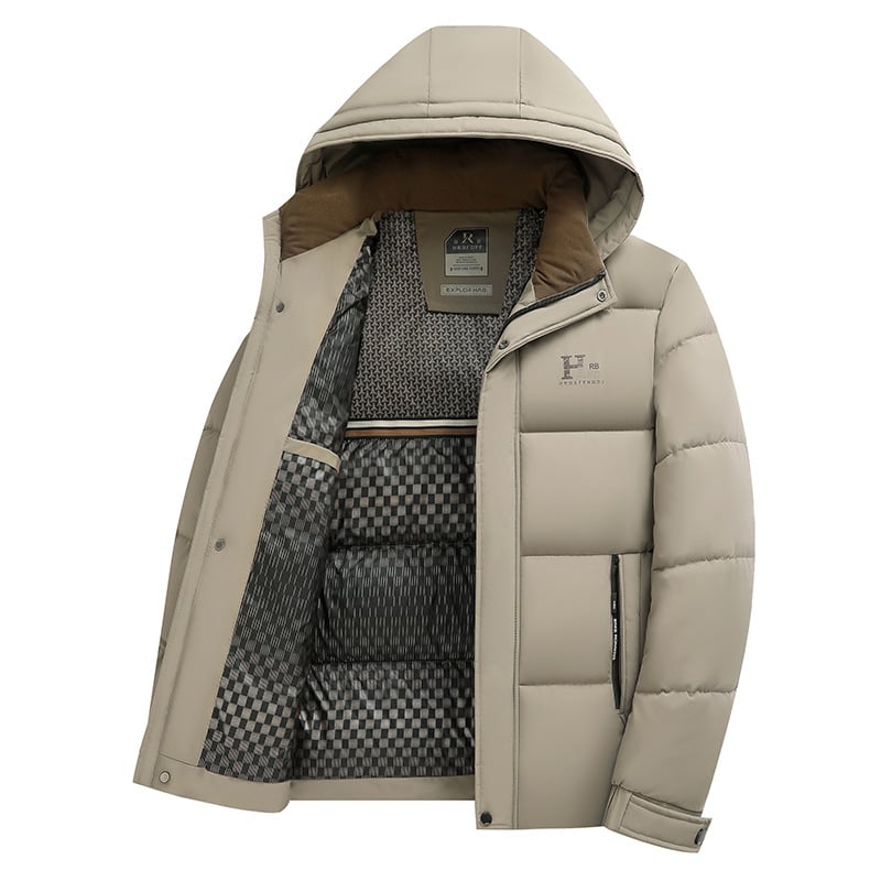 Jachetă de iarnă nouă din bumbac îngroșat pentru bărbați, casual, cald, cu glugă, detașabilă, ușoară, de lux, din bumbac pentru tată