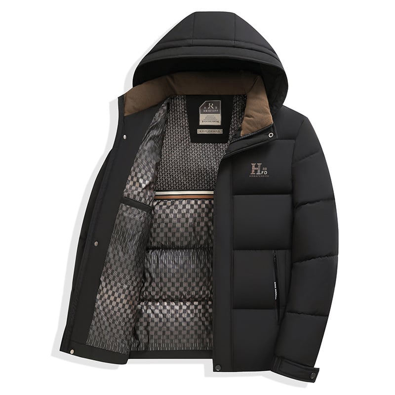 Jachetă de iarnă nouă din bumbac îngroșat pentru bărbați, casual, cald, cu glugă, detașabilă, ușoară, de lux, din bumbac pentru tată