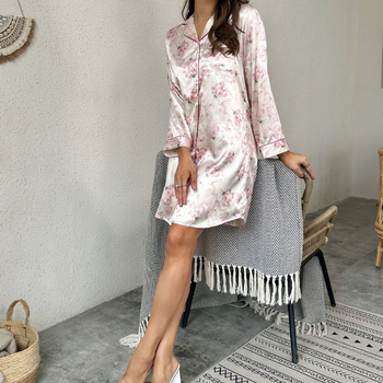 Νέο Μεταξωτό Σέξι Γυναικείο Νυχτικό Λεπτό Καλοκαιρινό Φόρεμα Πουκαμίσας Γυναικείες Πιτζάμες για το Σπίτι Γυναικεία Απομίμηση Μεταξωτού