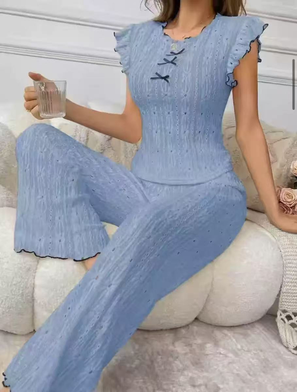 Pijamale de vară pentru femei, cu guler rotund, fără mâneci, cu scobitură, în stil european și american, costum de casă