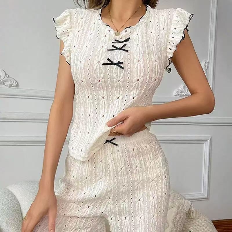 Pijamale de vară pentru femei, cu guler rotund, fără mâneci, cu scobitură, în stil european și american, costum de casă