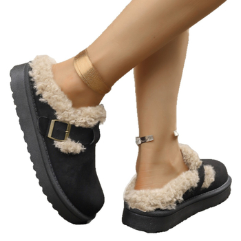 2025 Noua modă de iarnă, stil de export, stil flats cu cataramă de pluș, pantofi caldi din bumbac, pantofi casual pentru femei, mărime mare, pantofi pentru femei, en-gros