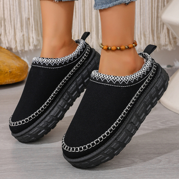 Φθινόπωρο 2025 Νέο Στυλ Slip-On Μεγάλο Μέγεθος Χοντρό Σόλα Άνετο Ζεστό Έθνικ Στυλ Μισό Κύπελλο Ζεστό Εξωτερικό Εμπόριο Διασυνοριακό Χονδρικό