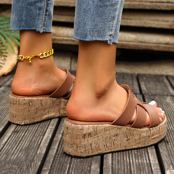 Papuci de vară 2025 cu toc super înalt, pentru femei, pentru exterior, papuci cu platformă și talpă groasă care cresc înălțimea, sandale populare pentru persoane mici