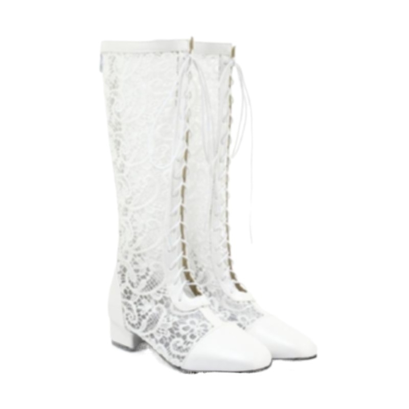 Ljeto 2018. Novi dolazak, visoke čizme s remenčićima, ženske čizme s okruglim vrhom, čizme s debelom petom, čipkaste sandale za žene