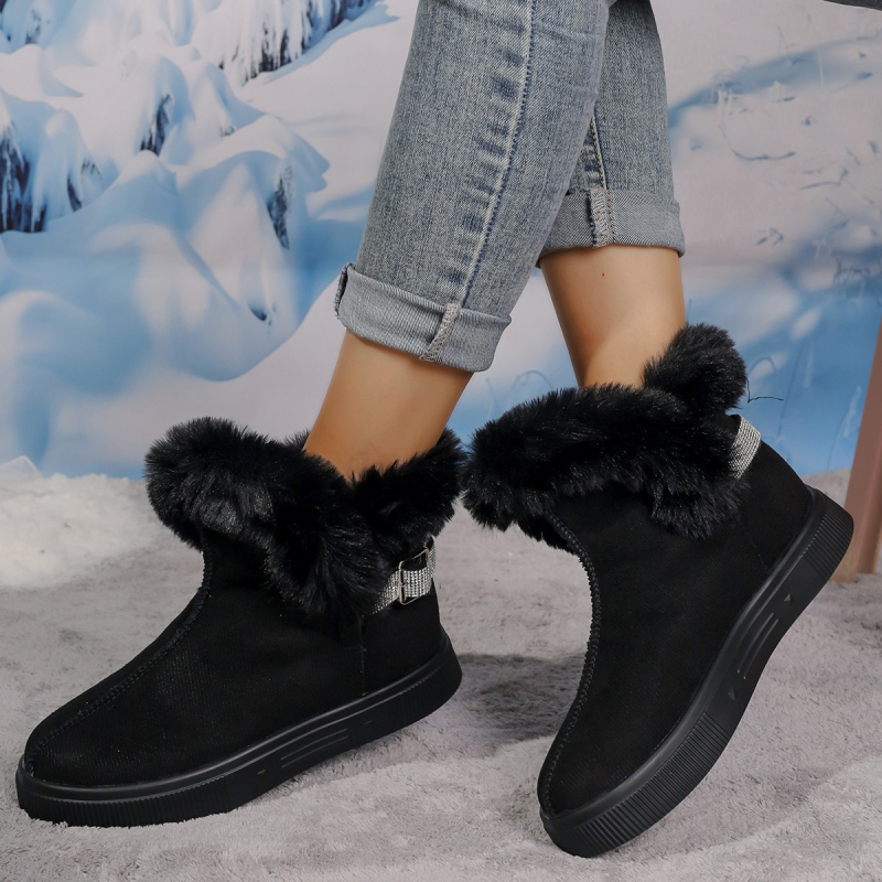 Cizme scurte înghețate pentru femei 2025 iarna caldă cu căptușeală din fleece pentru mame, pantofi din bumbac pentru femei de vârstă mijlocie, cu talpă groasă, antiderapantă, cizme de zăpadă de dimensiuni mari